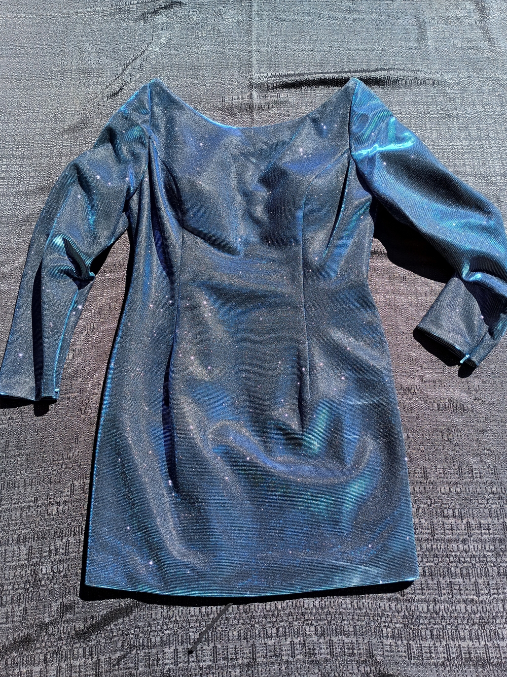 Sparkle Navy Blue Long-Sleeve Mini Dress